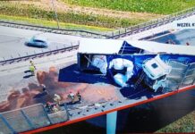 Z OSTATNIEJ CHWILI! Wypadek na trasie S8 pod Warszawą. Ciężarówka przebiła bariery na węźle Konotopa