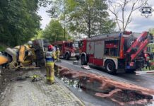 Tragiczny wypadek w Czernichowie. Betoniarka przewróciła się na rowerzystkę, dwie osoby nie żyją